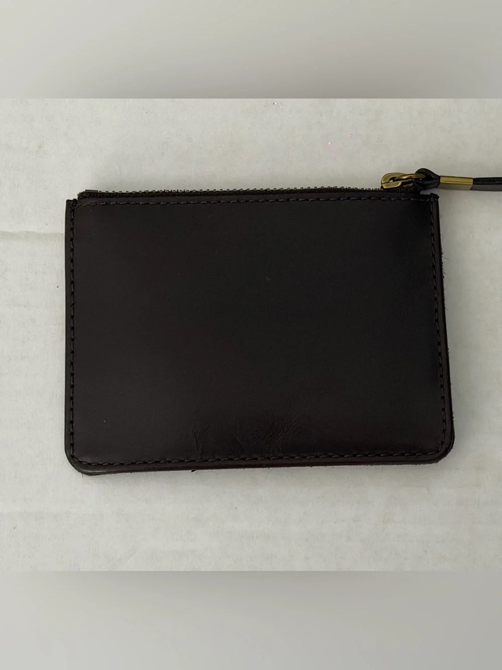 Madewell Zebra-Print Zip Card Case Wallet Dark Brown and Tan Calf Hair 5”x4”